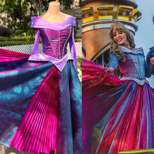 New Princess Aurora Dress Park Purple Dress Halloween Costume Sleeping Beauty