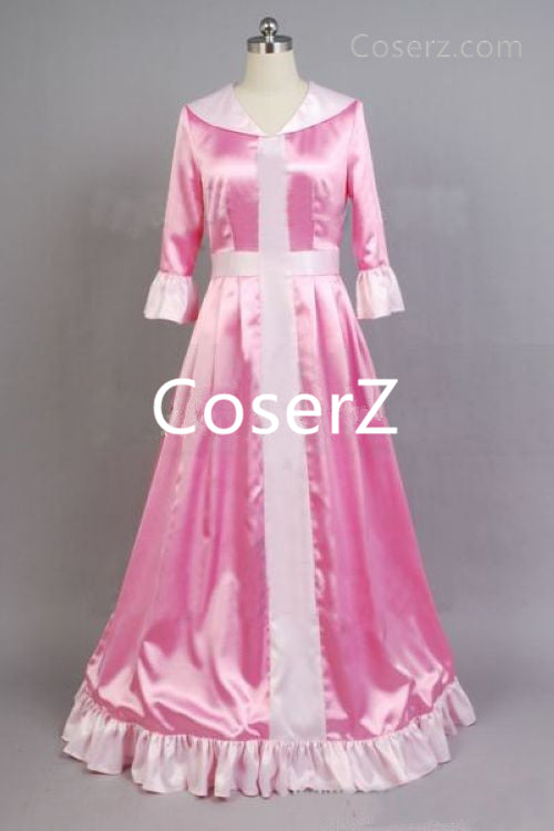 open lace back dress Belle pink dress beauty and the beast – MJcostume main image 0