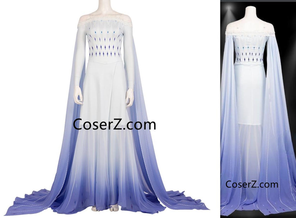 Elsa White Dress Frozen 2 Elsa White Cosplay Costume – CoserZ