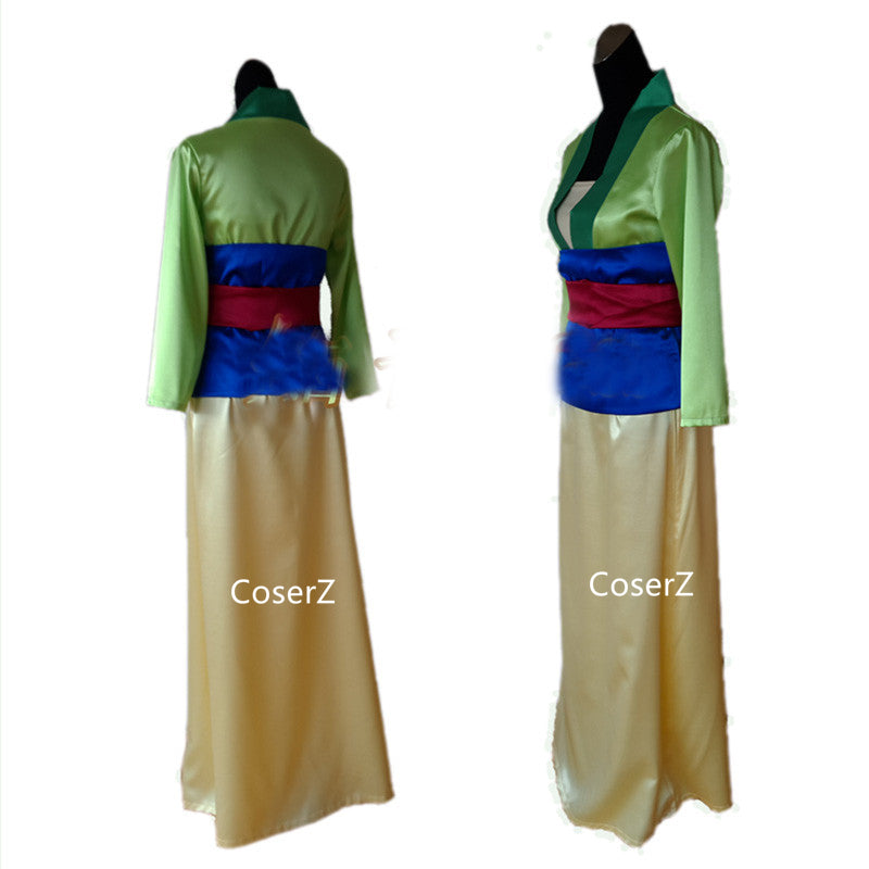green emerald velvet dress Hua Mulan Costume, Green Mulan Dress – CoserZ main image 0