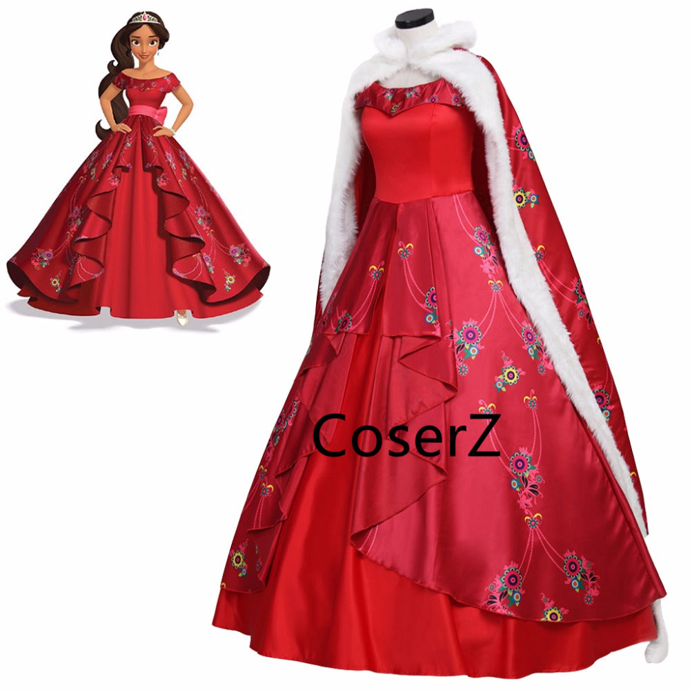 elena of avalor dress Elena Costume, Elena of Avalor with Cloak – CoserZ The long red dress features a ruffled hemline thats higher in the center to reveal the sparkle mesh underskirt Disney Elena of Avalor Adventure