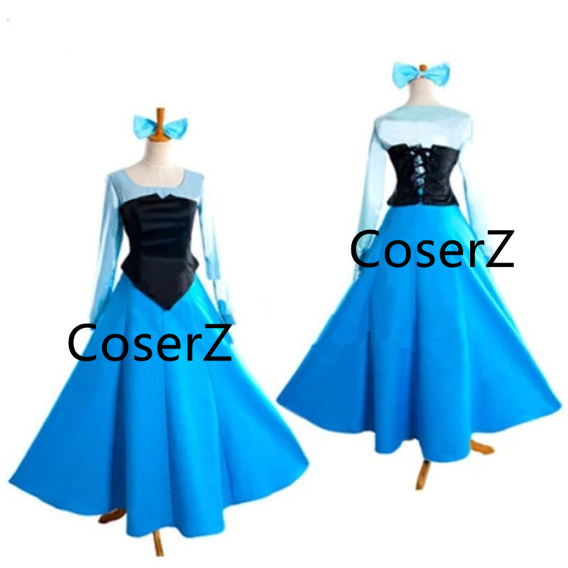 Custom Princess Ariel Blue Dress, The Little Mermaid Ariel Cosplay Cos CoserZ Custom Princess Ariel Blue Dress, The Little Mermaid Ariel Cosplay Cos CoserZ