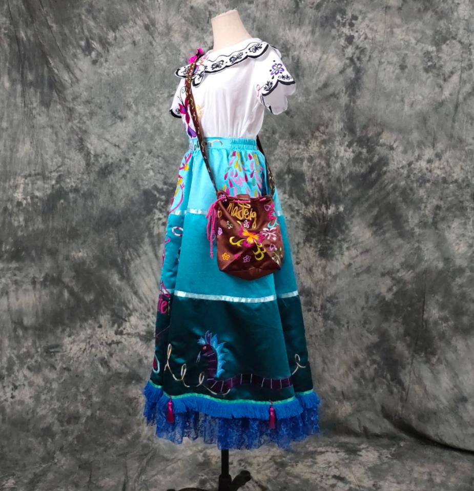 Encanto Mirabel Costume - Embroidered Adult Mirabel Dress with Bag