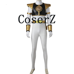 Power Ranger White Ranger Tommy Jumpsuit Zyuranger Cosplay Costume