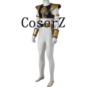 Power Ranger White Ranger Tommy Jumpsuit Zyuranger Cosplay Costume