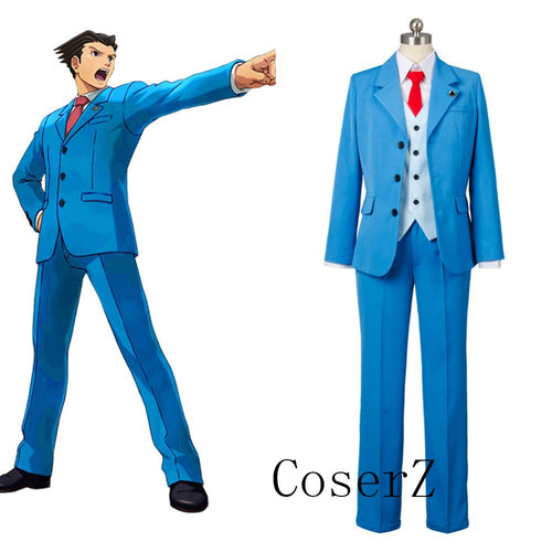 Ace Attorney Phoenix Wright Naruhodo Ryuichi  Gyakuten Saiban Cosplay Costume