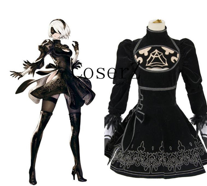 Nier Automata 2B Uniform Dress Cosplay Costume