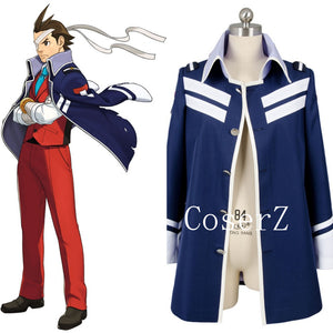 Gyakuten Saiban Ace Attorney Phoenix Wright Cosplay Costume Blue Lawyer  Suit Ti