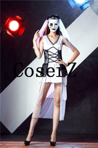 Corpse Bride Sleeveless Outfit Wicca Mask Cosplay Costumes