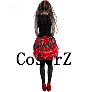 Corpse Bride Costume Women Short Red Cosplay Costumes