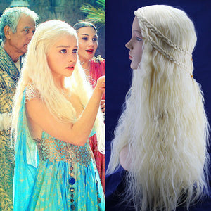 Daenerys Targaryen Dragon Princess Light Wig Game of Thrones Braids cosplay wig