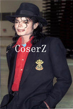 Michael Jackson  Retro Punk Style Black Jacket Suit Badge and Black Hat Cosplay Costume