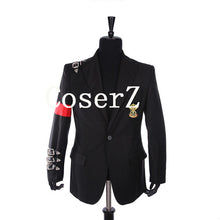 Michael Jackson  Retro Punk Style Black Jacket Suit Badge and Black Hat Cosplay Costume