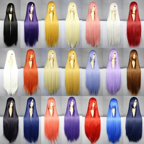 100 Cm Harajuku Anime Cosplay Wigs Young Long Straight Blonde Costume Party Wigs For Women 22 Colors