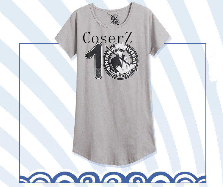 Anime Gintama Sakata Gintoki Long T-shirt Pajamas Cosplay Costume