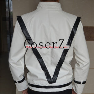 Michael Jackson Cosplay Leather Thriller White Color Jacket Cosplay Costume