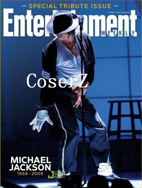 Rare Classic Cosplay MJ Michael Jackson Billie Jean Jacket T-Shirt Glove  Hat Perfor…