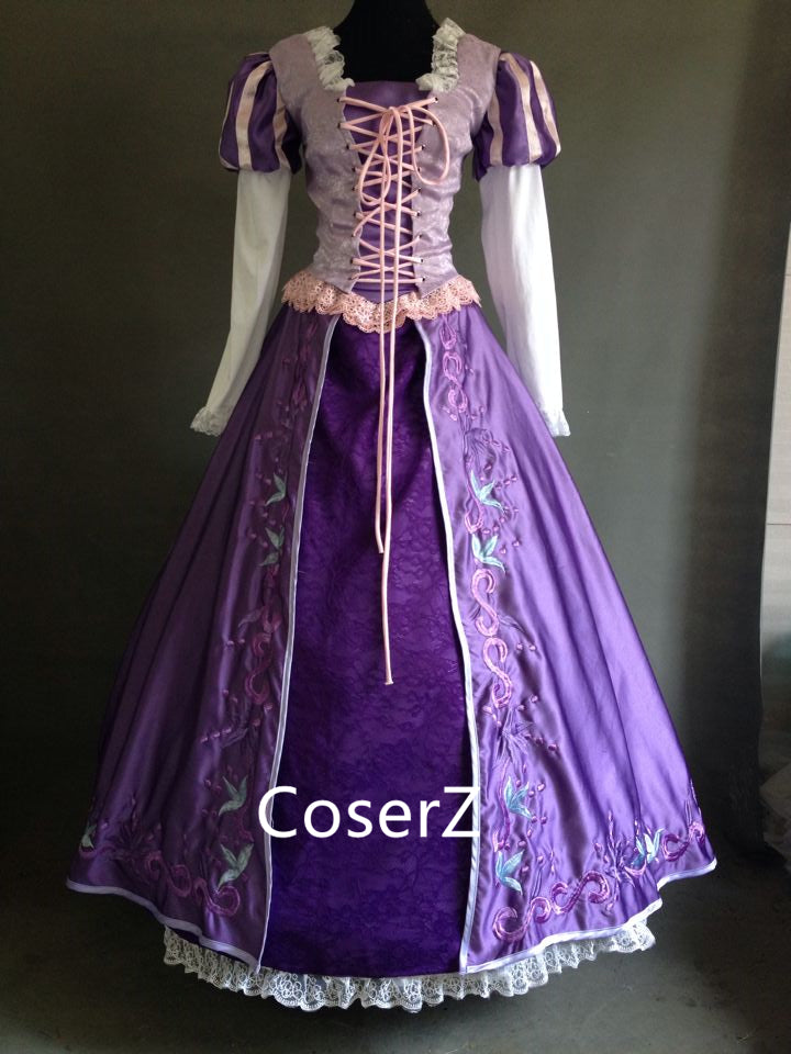 Custom-made Rapunzel Embroidered Dress, Princess Rapunzel Embroidered Costume