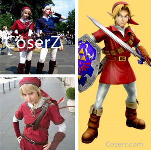 Custom The Legend of Zelda Costume, Red Link Costume, Link Red Cosplay Costume