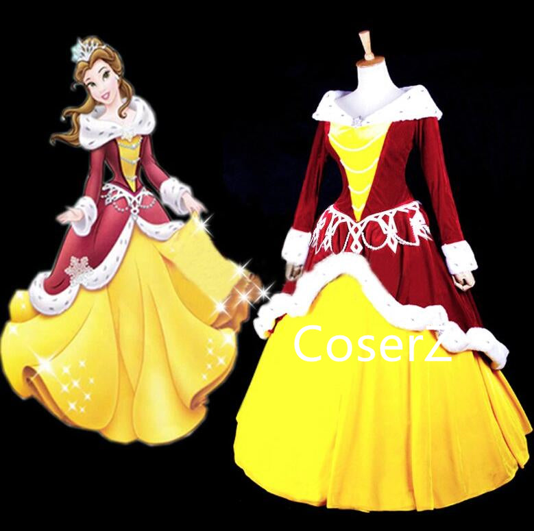 Custom-made Beauty and the Beast Princess Belle Christmas Costume Bell – CoserZ