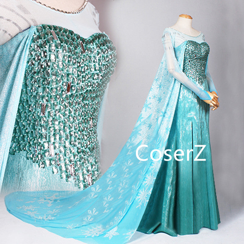 Elsa Dress, Elsa Cosplay costume, Elsa Blue Dresses Halloween Costume CoserZ Elsa Dress, Elsa Cosplay costume, Elsa Blue Dresses Halloween Costume CoserZ