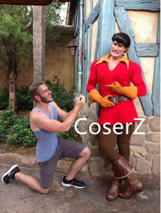 Custom Beauty and the Beast Cosplay Costume Gaston Costume with Top Gloves Belt