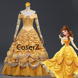 Belle Dress, Beauty and The Beast Dress Princess Prom Ball Gown without Cloak