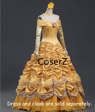 Belle Dress, Beauty and The Beast Dress Princess Prom Ball Gown without Cloak