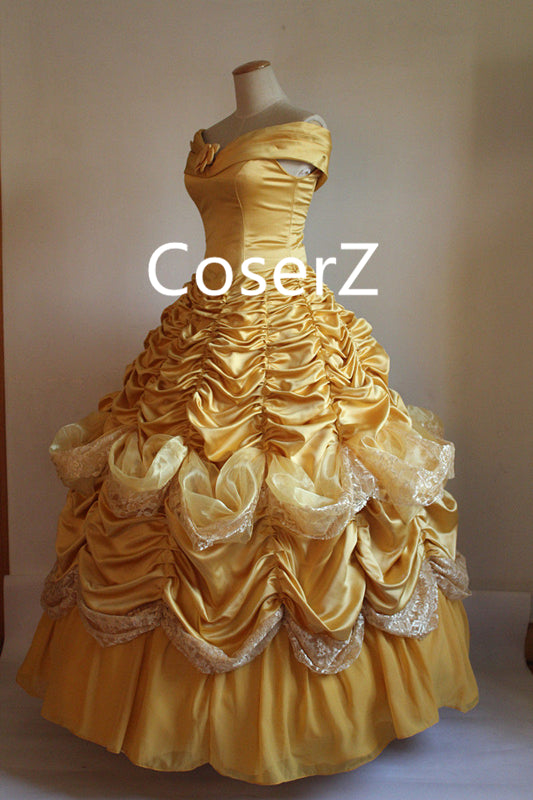 Custom Deluxe Princess Belle Dress, Belle Yellow Dress Cosplay Costume ...