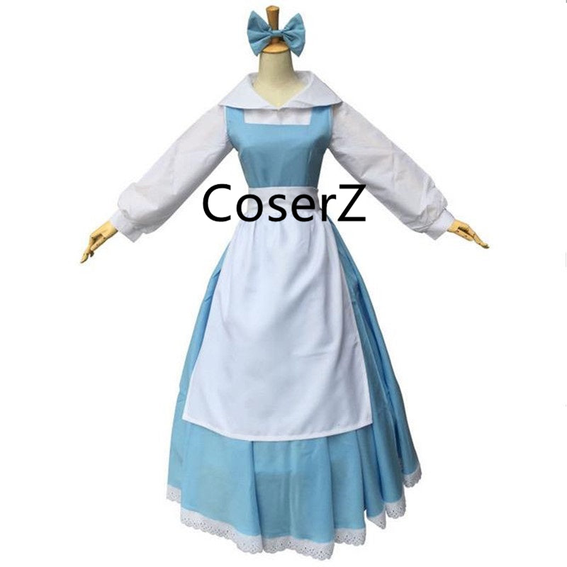 Custom Belle Blue Dress, Beauty and The Beast Princess Belle Cosplay Costume