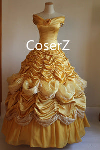 Custom Deluxe Princess Belle Dress, Belle Yellow Dress Cosplay Costume For Party