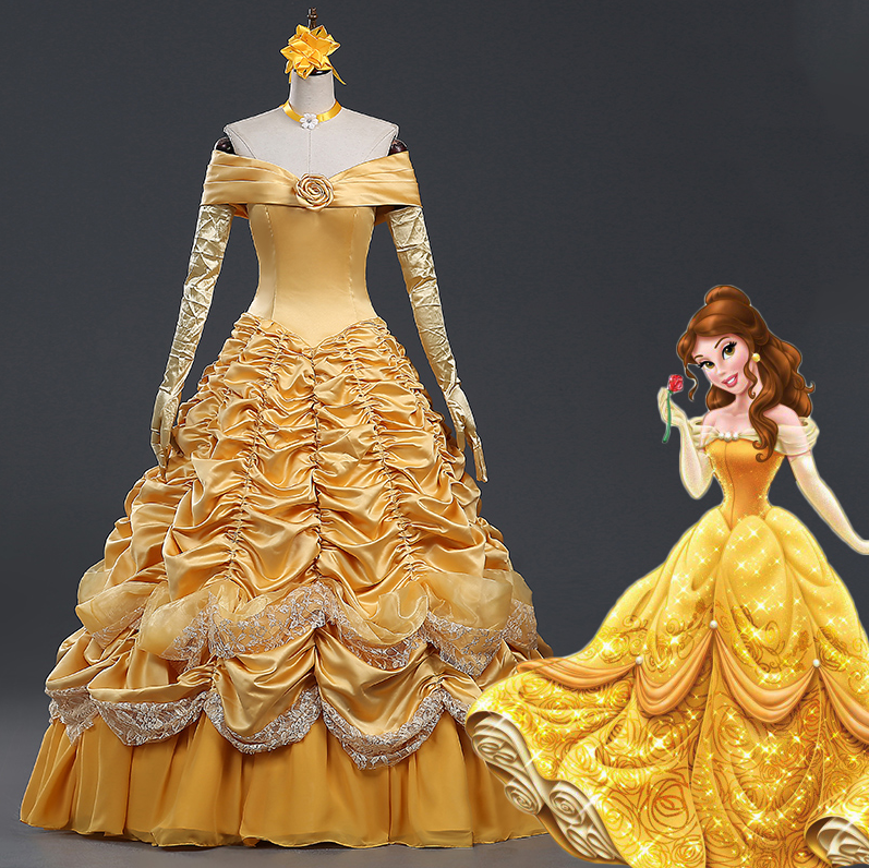 beauty and the beast belle dress Christmas Princess Dress, Adult Belle Princess Dress, Red Belle TwirlingDresses The gold satin dress features an off Fun Costumes Disney Women's Belle