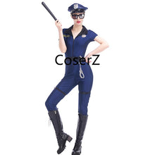 Blue Police Costume, Women Cosplay Cop Police Jumpsuit