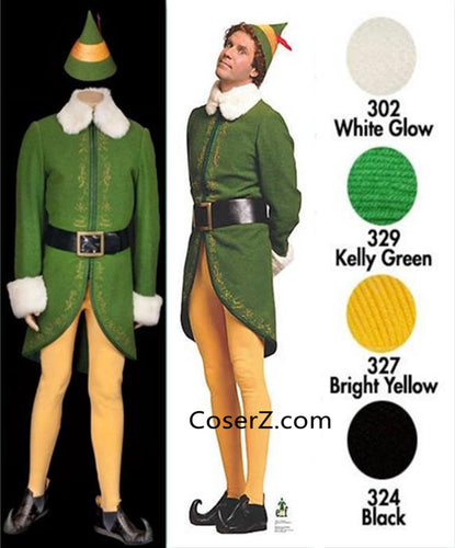 Buddy the Elf Costume, Buddy the Elf Outfit for Adults Male/Female