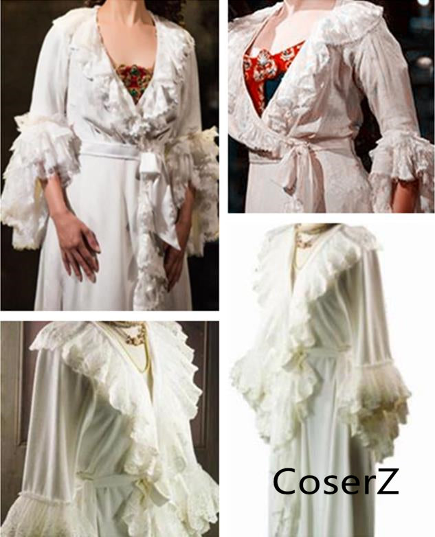 Christine Daae White Dress Hannibal Edwardian Dressing Gown for Adults – CoserZ Christine Daae White Dress Hannibal Edwardian Dressing Gown for Adults – CoserZ