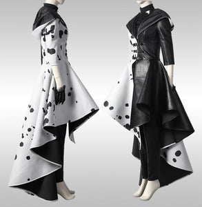 Cruella Deville Costume Adult, Cruella Costume, Cruella de Vil Costume Fur Coat Full Outfits 2021 Film