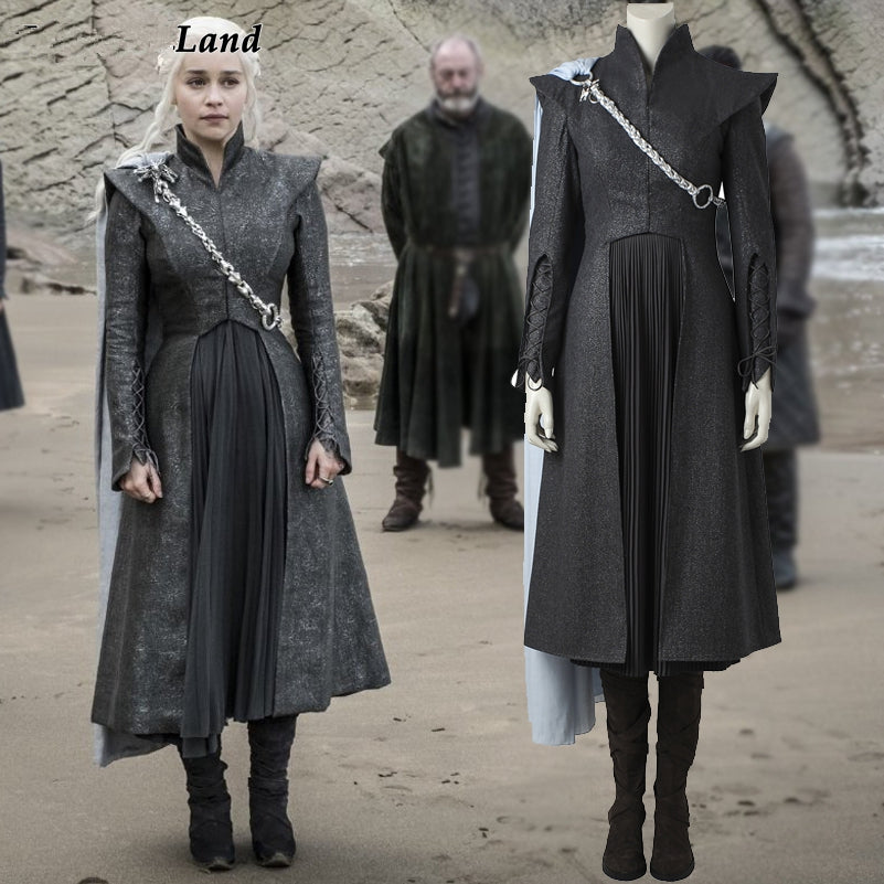 Game of Thrones Season 7 Daenerys Targaryen Cosplay Costume with Cloak Boots
