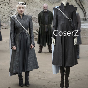Game of Thrones Season 7 Daenerys Targaryen Cosplay Costume with Cloak