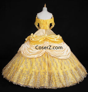 Deluxe Beauty and the Beast Belle Costume, Princess Belle Dress Cosplay Costume Adult