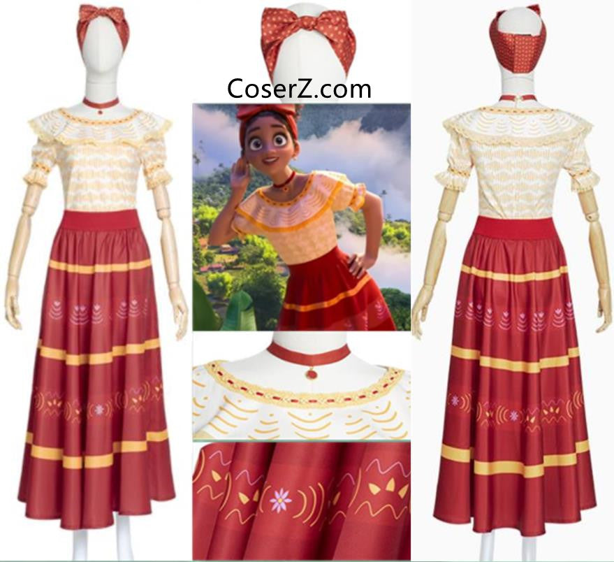 encanto red dress Encanto Dolores Madrigal Inspired Tutu Dress Columbia Skirt Halloween Costume Pageant Ball Gown Cosplay Birthday Party Outfit Headband