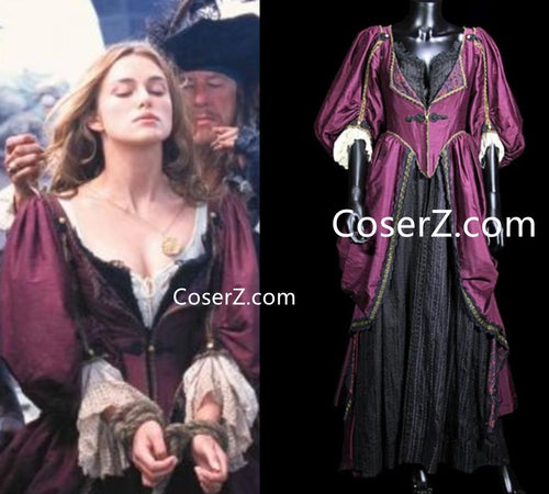 Elizabeth Swann Costume Purple Dress by Keira Knightley from Pirates of the Caribbean