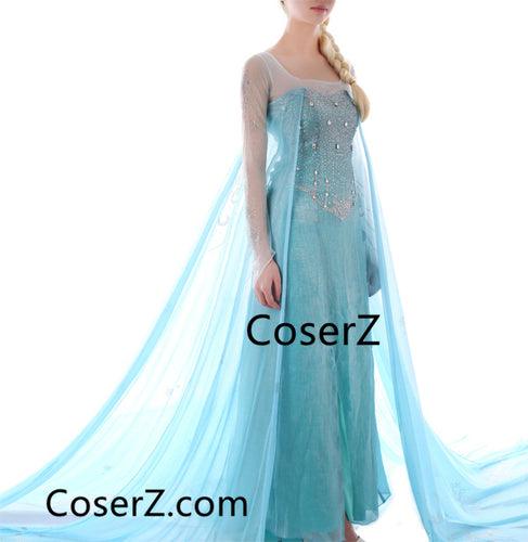 luxury elsa dress Luxury Frozen Elsa Sparkly Costume dress with cape 5019