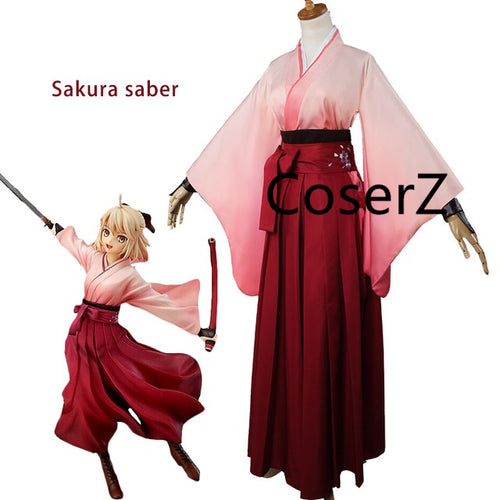 Sakura Saber Costume, Arturia Pendragon Anime Costume, Fate Stay Night Sakura Saber Cosplay Costume