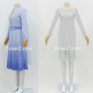 Frozen 2 Elsa Outfit, Blue Elsa Frozen 2 Costume New Dress for Cheap