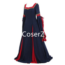 Custom Guinevere Navy Blue Bordeaux Victorian Women Dress Costume