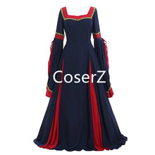 Custom Guinevere Navy Blue Bordeaux Victorian Women Dress Costume