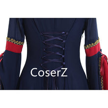 Custom Guinevere Navy Blue Bordeaux Victorian Women Dress Costume