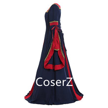 Custom Guinevere Navy Blue Bordeaux Victorian Women Dress Costume