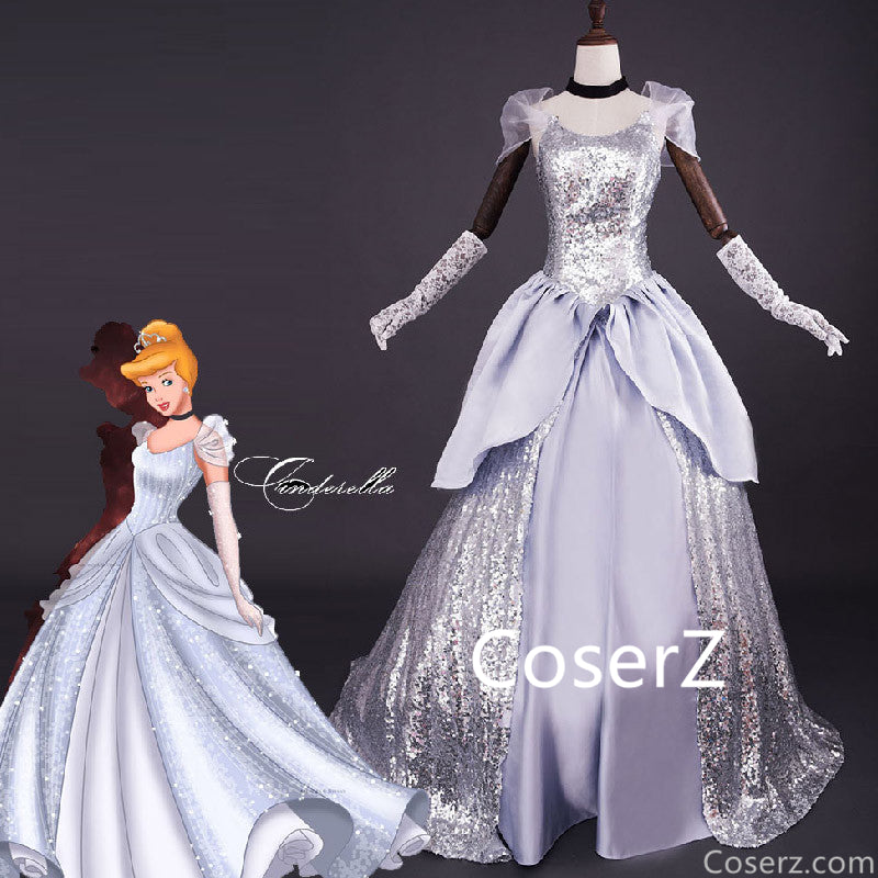 Custom Made Cinderella Silver Dress, Cinderella Dress – CoserZ