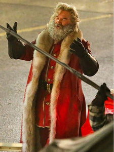 Kurt Russell As Santa Claus Costume Leather Trench Coat inspired The Christmas Chronicles